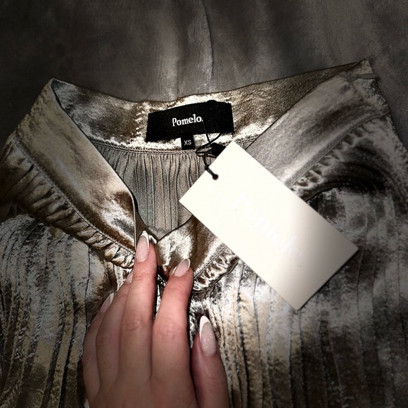 NWT Pomelo plated silver metallic skirt size xs - Picture 2 of 3